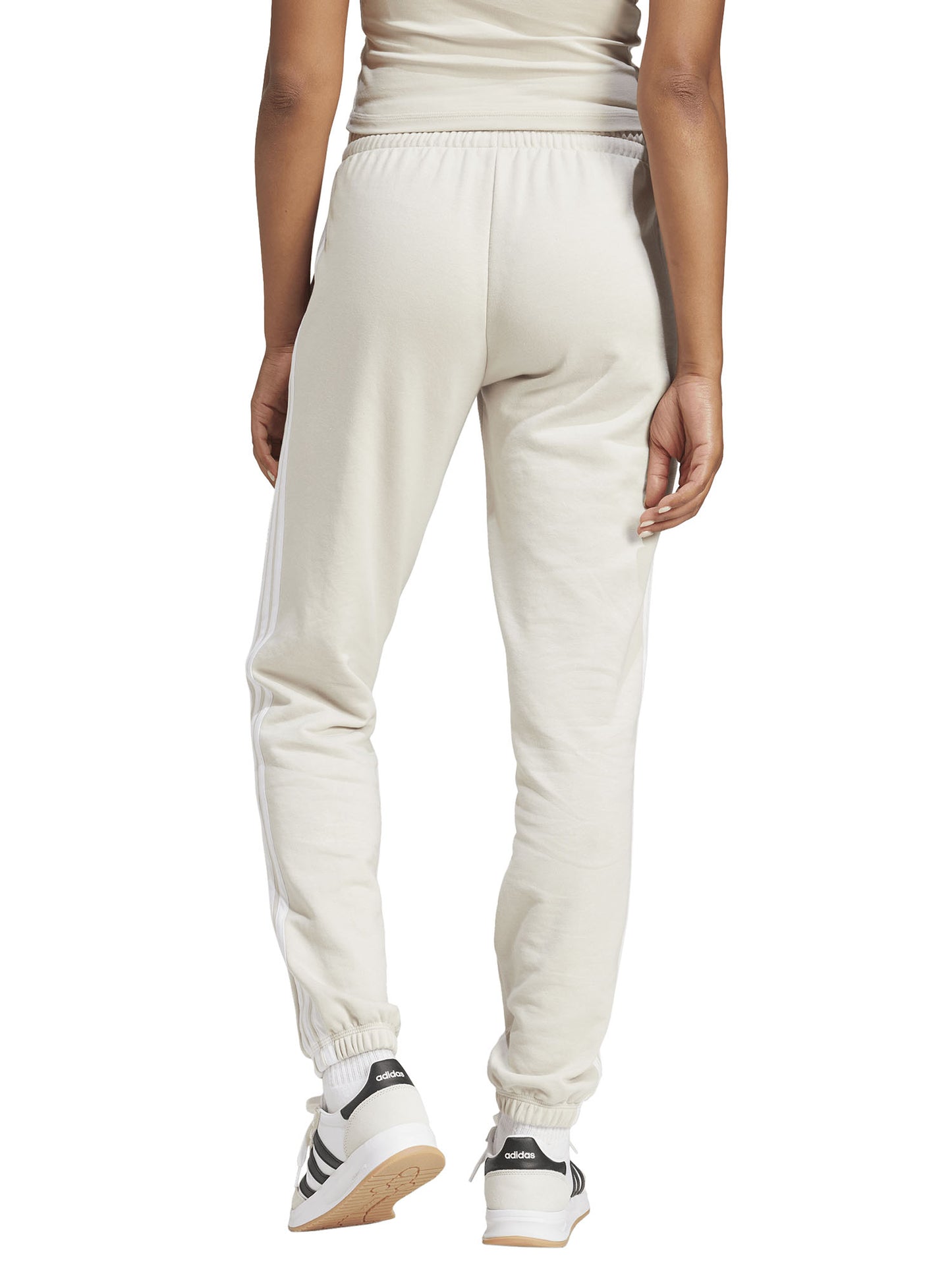 Pantaloni sportivi Adidas 3-Stripes da donna color crema
