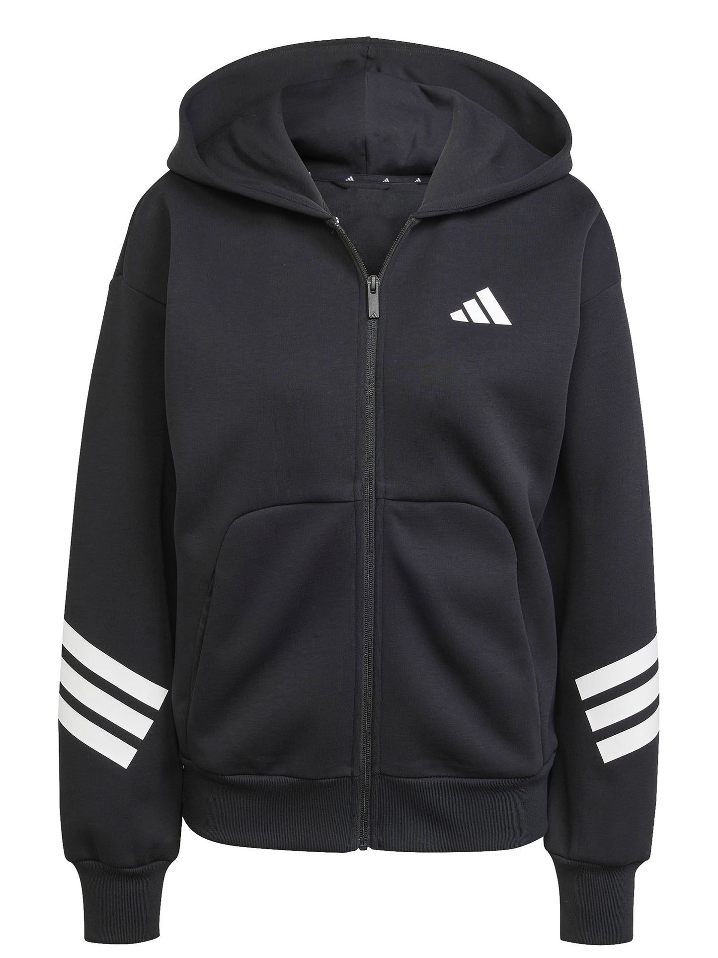 Felpa con zip e cappuccio Adidas Future Icons 3-Stripes nera da donna