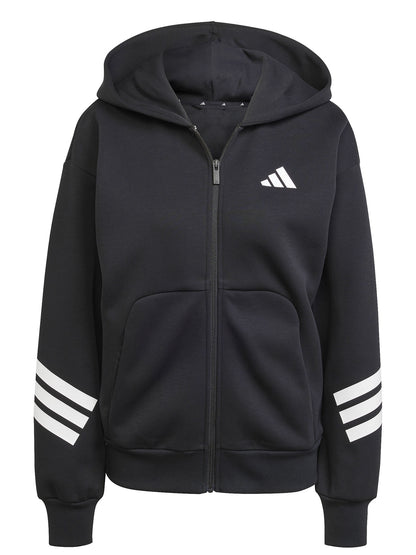Felpa con zip e cappuccio Adidas Future Icons 3-Stripes nera da donna