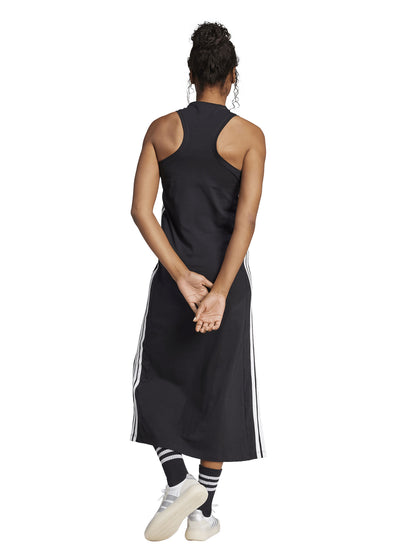 Vestito lungo nero Essentials 3-Stripes da donna con girocollo