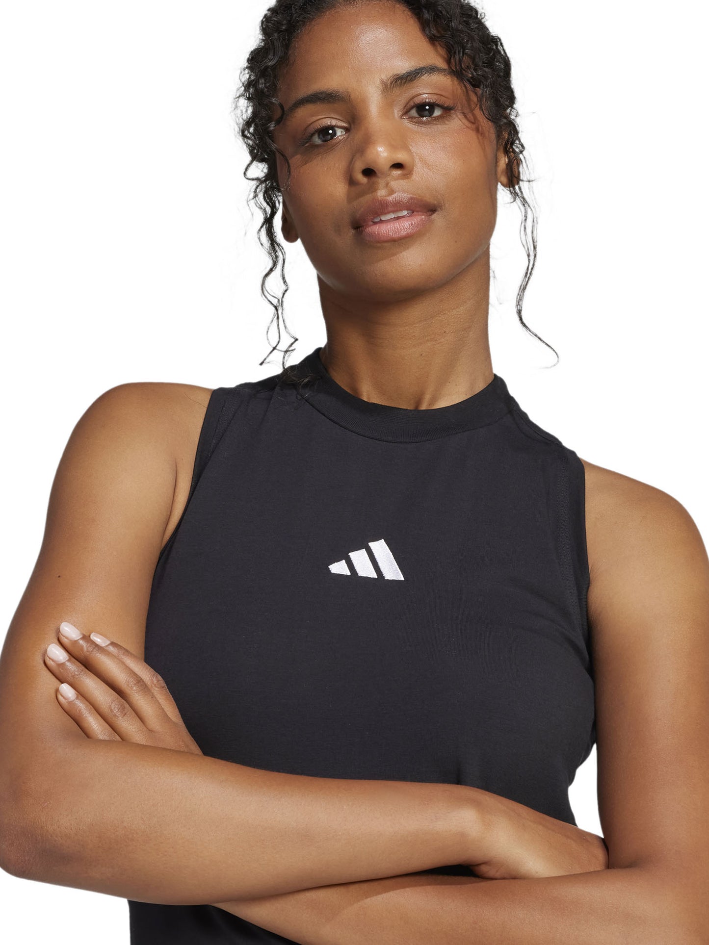 Vestito lungo nero Essentials 3-Stripes da donna con girocollo