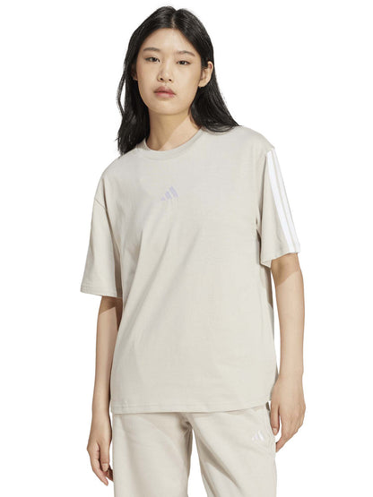 T-SHIRT ESSENTIALS 3-STRIPES GIROCOLLO ADIDAS DA DONNA SABBIA