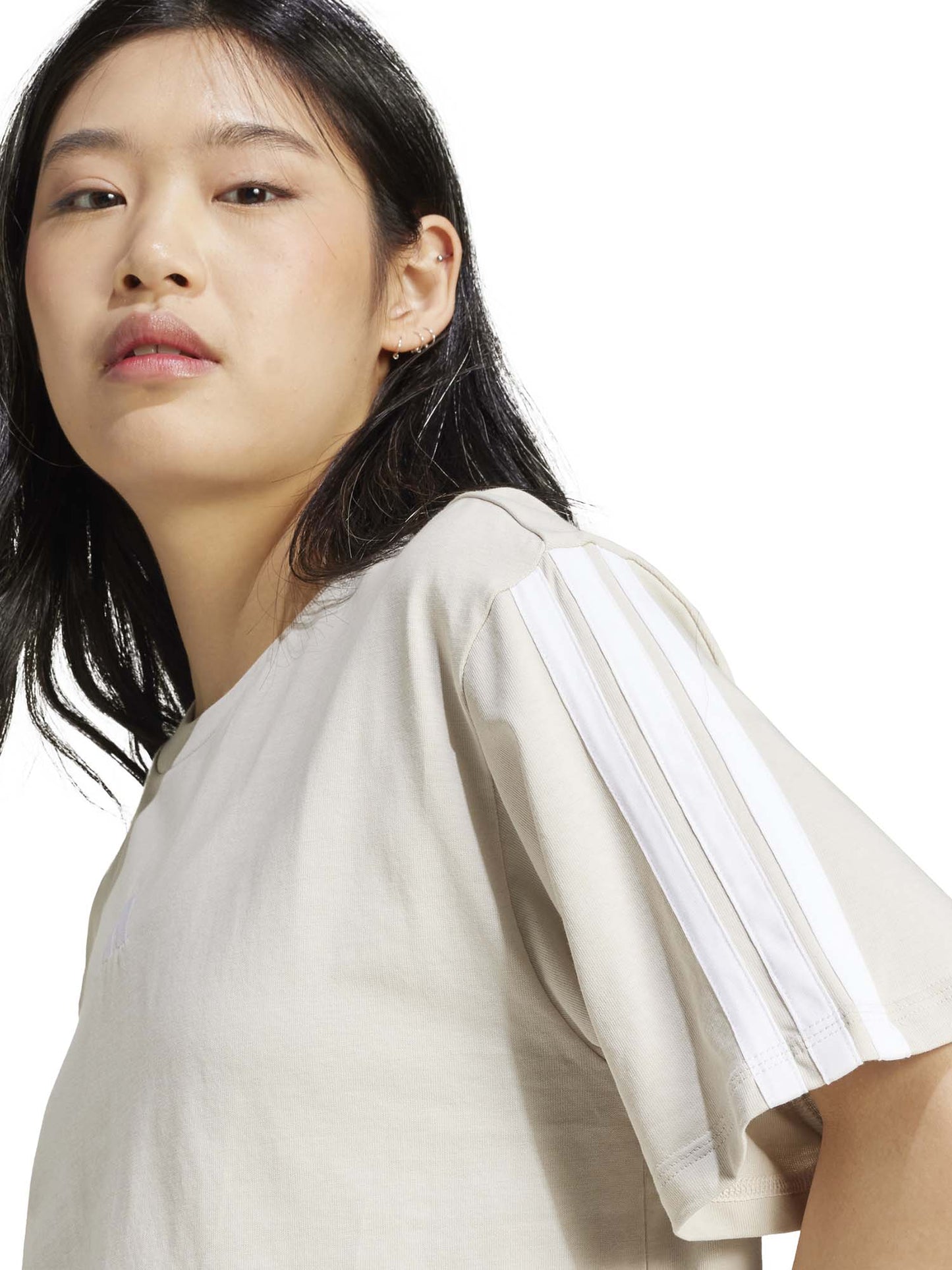 T-SHIRT ESSENTIALS 3-STRIPES GIROCOLLO ADIDAS DA DONNA SABBIA