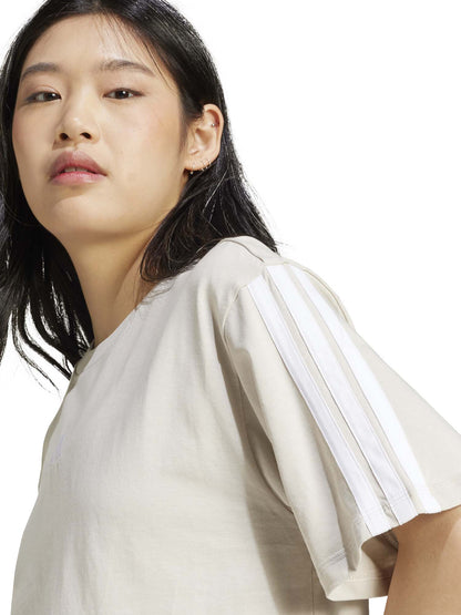 T-SHIRT ESSENTIALS 3-STRIPES GIROCOLLO ADIDAS DA DONNA SABBIA