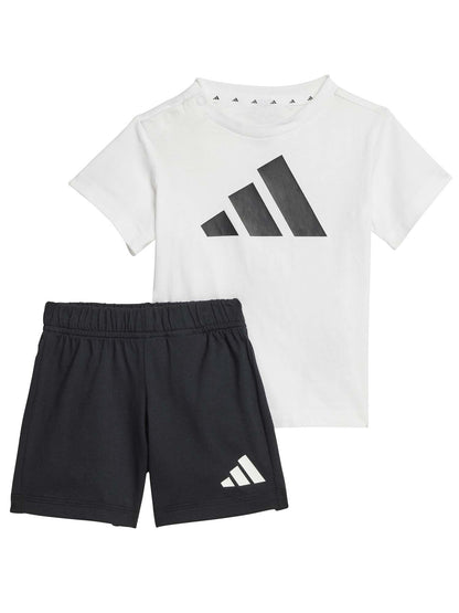 COMPLETO T-SHIRT CON SHORT ADIDAS BAMBINO BIANCO-NERO