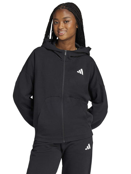 FELPA FULL ZIP ADIDAS DA RAGAZZA NERO
