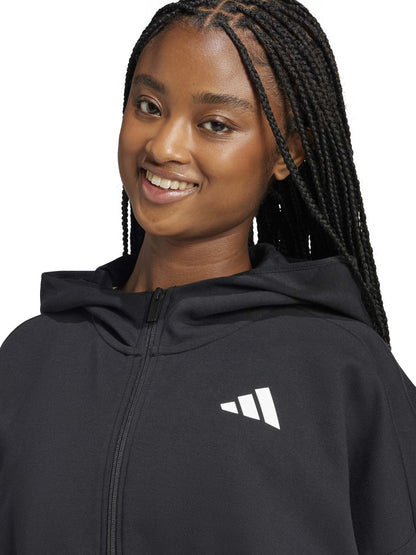 FELPA FULL ZIP ADIDAS DA RAGAZZA NERO
