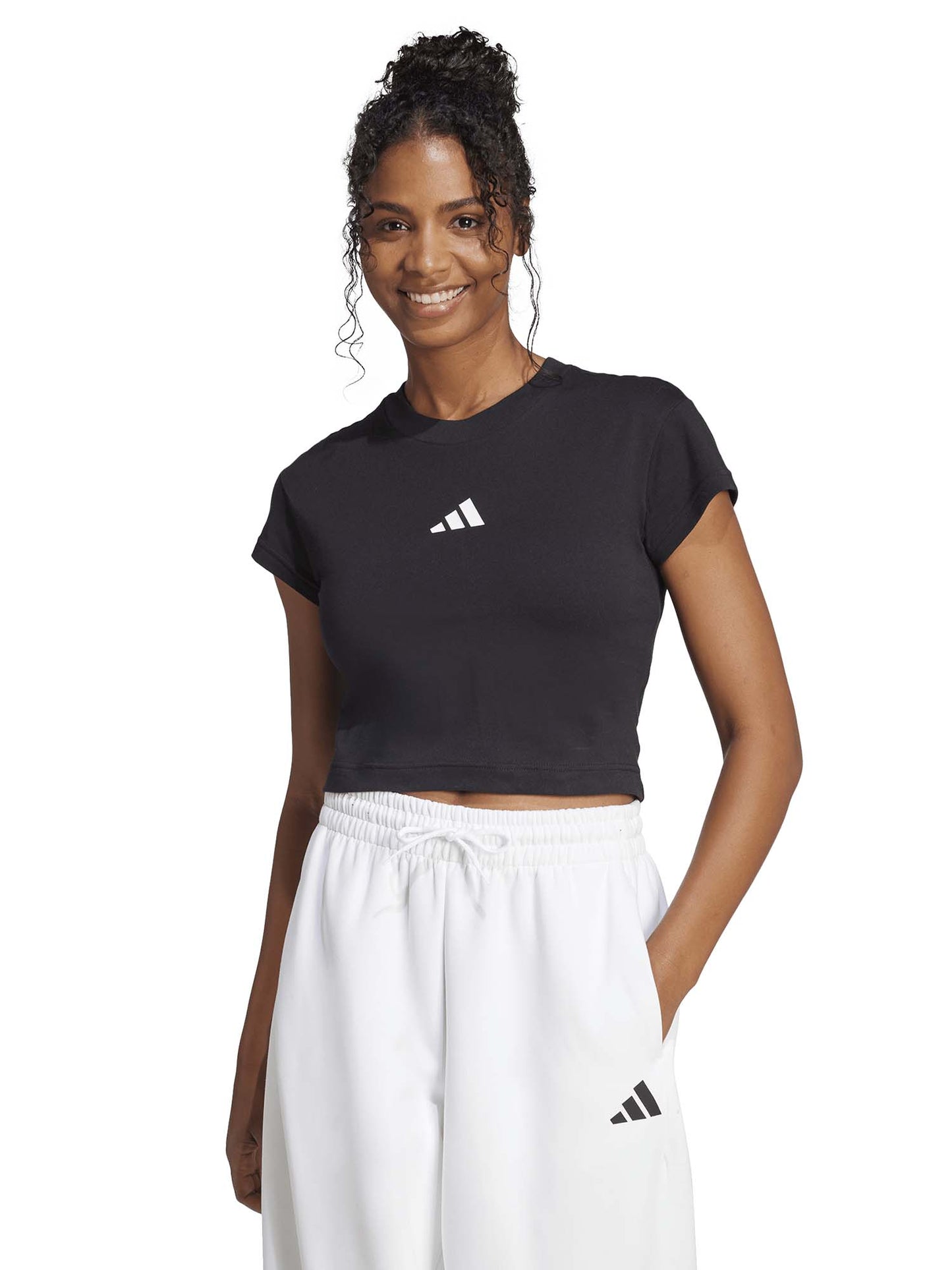 T-SHIRT CROP NERA ADIDAS DA DONNA