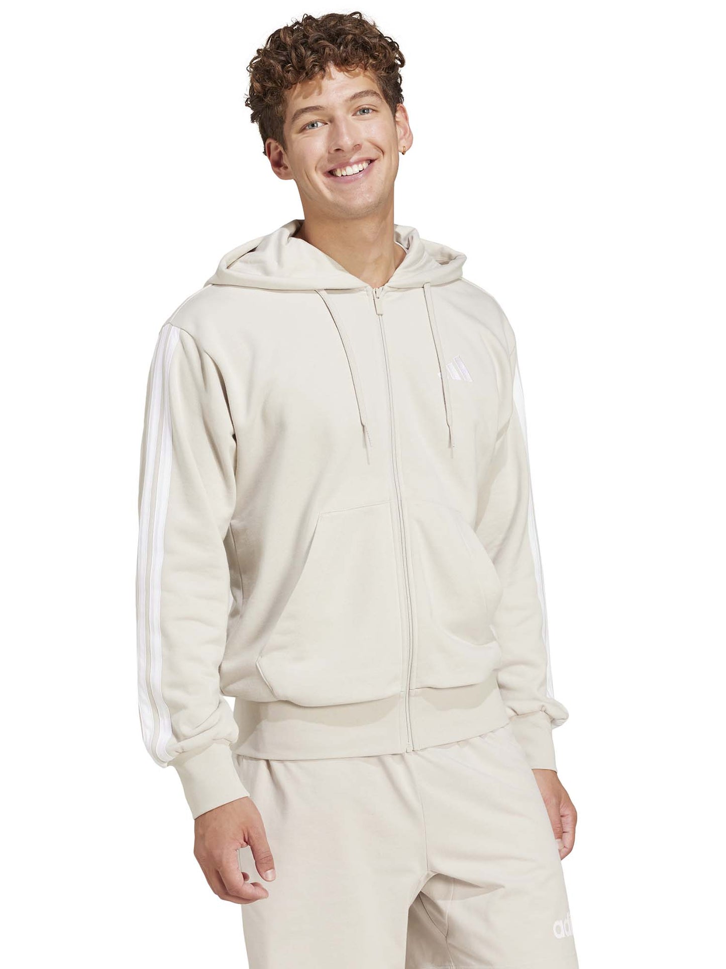 FELPA CON CAPPUCCIO FULLZIP ESSENTIAL ADIDAS UOMO ALLUMINIO
