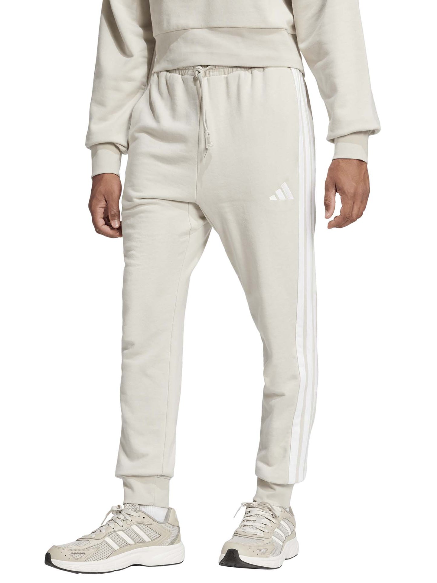 Pantaloni sportivi beige Adidas Essentials 3-Stripes da uomo