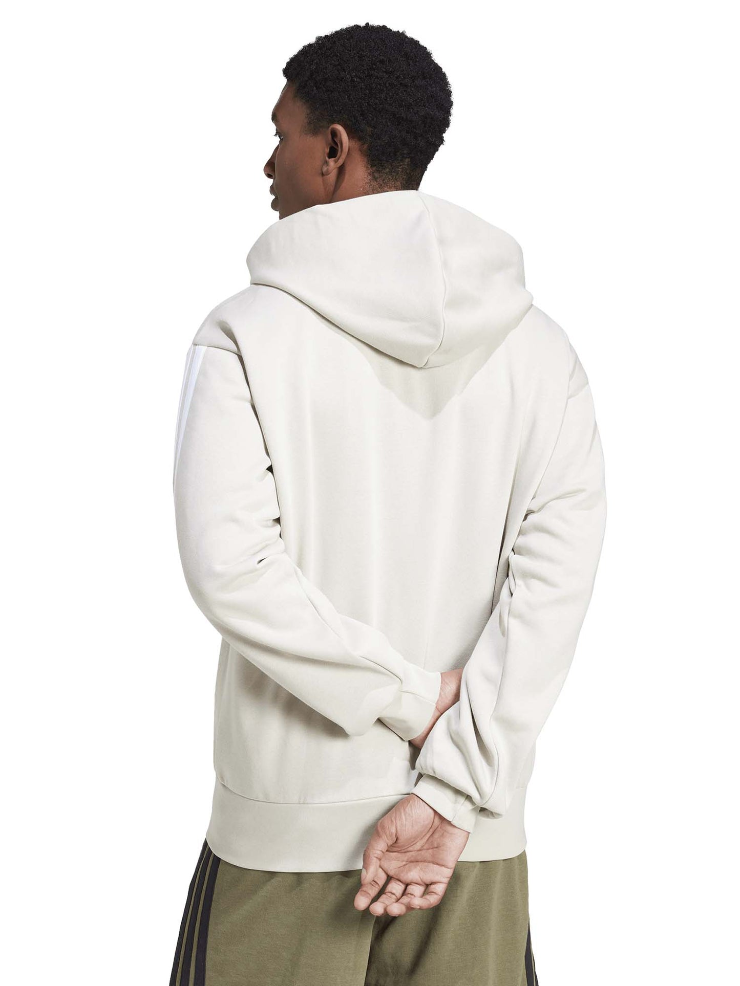 FELPA CON CAPPUCCIO ESSENTIALS 3 STRIPES ADIDAS DA UOMO SABBIA