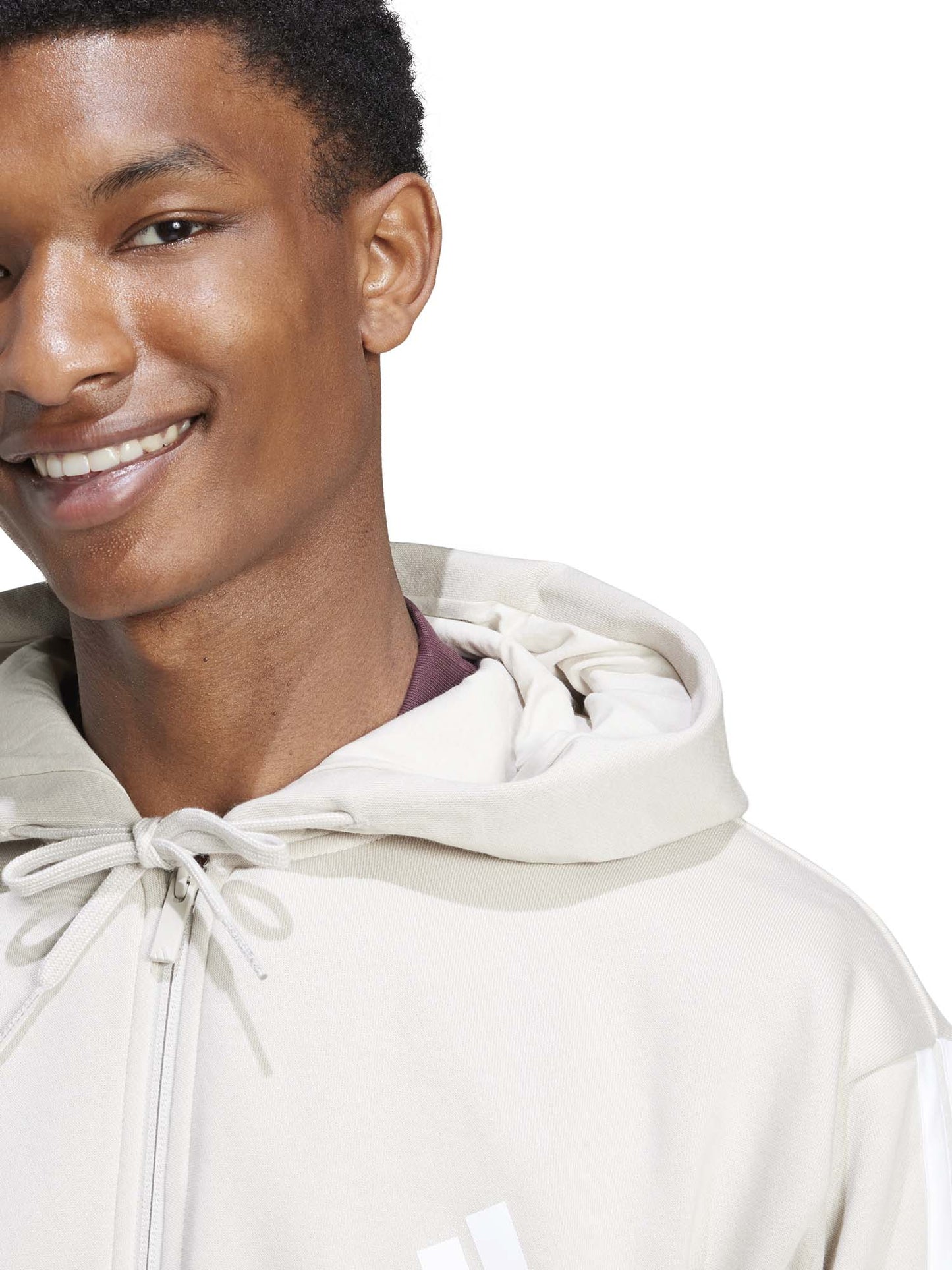 FELPA CON CAPPUCCIO ESSENTIALS 3 STRIPES FLEECE DA UOMO SABBIA