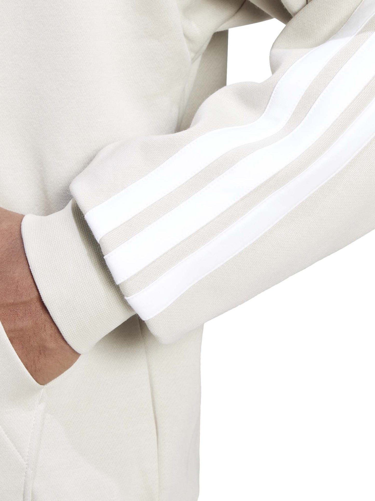 FELPA CON CAPPUCCIO ESSENTIALS 3 STRIPES ADIDAS DA UOMO SABBIA