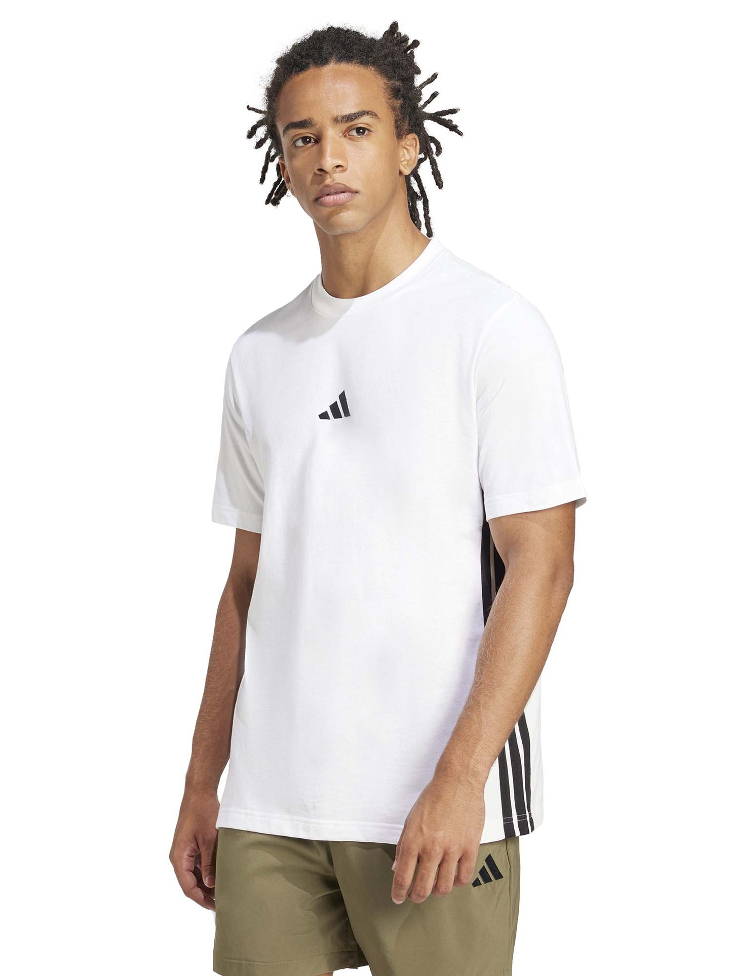 T-shirt Adidas Essentials 3-Stripes da uomo bianca