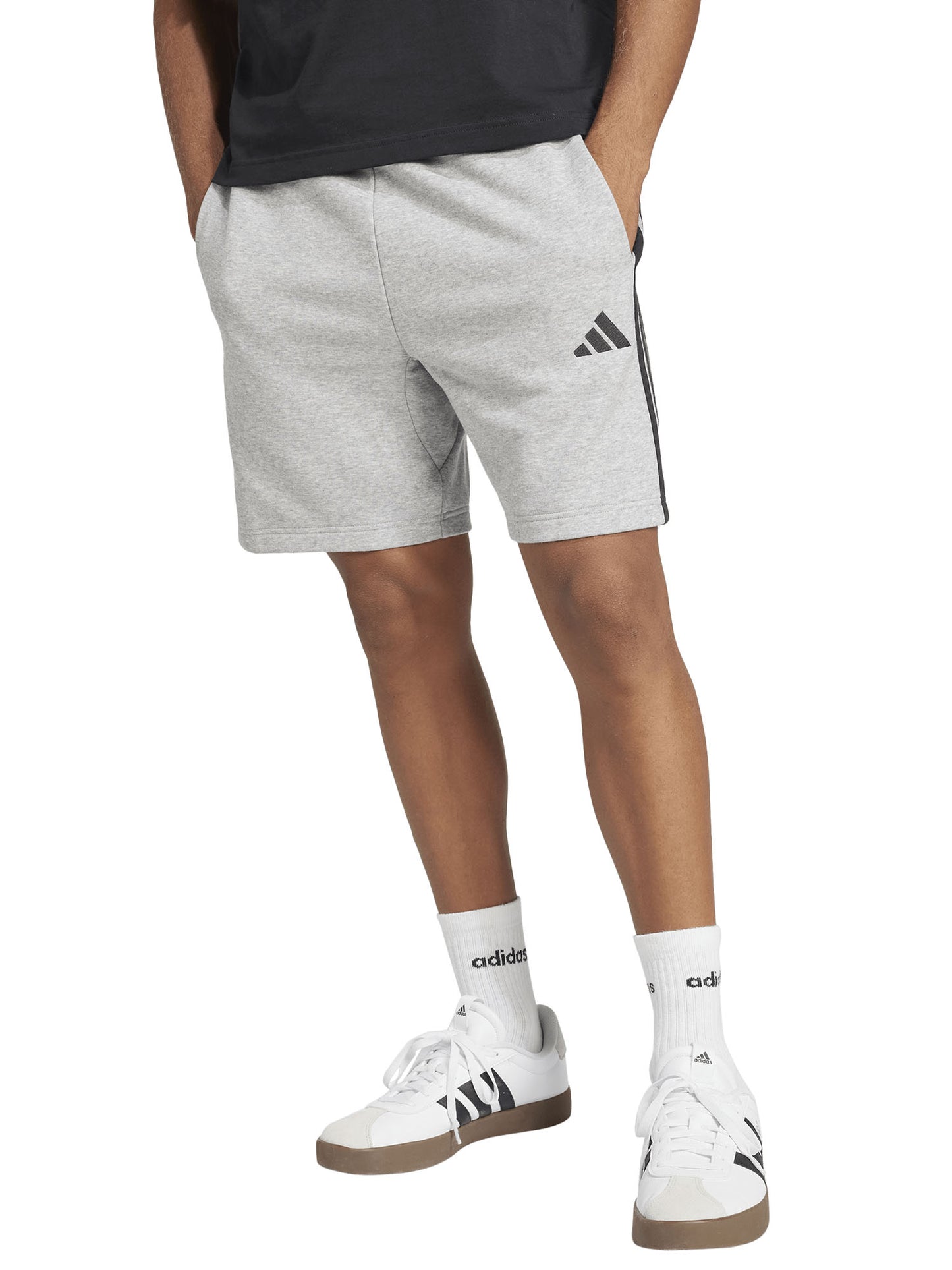 Shorts Essentials 3-Stripes grigi da uomo Adidas