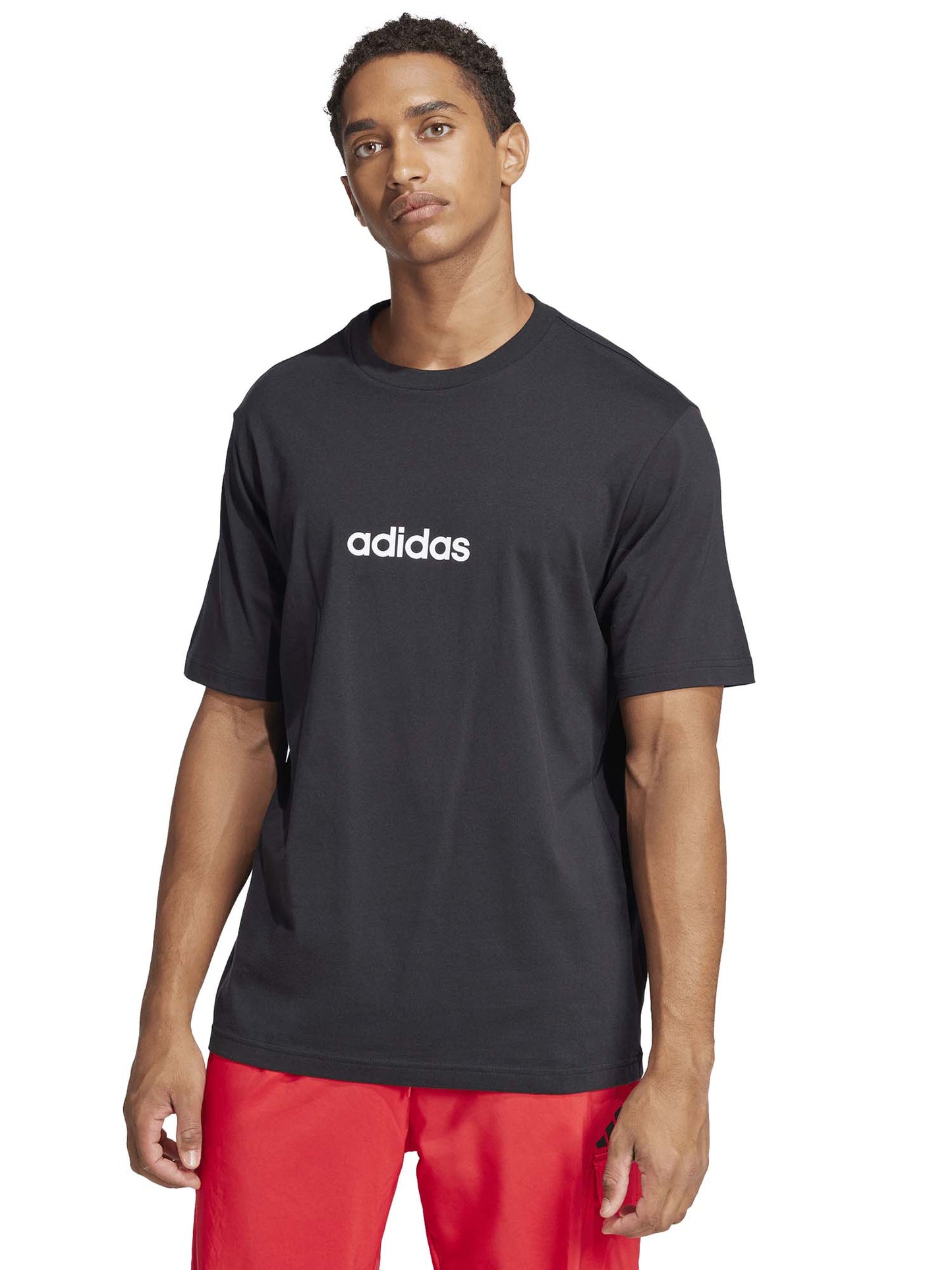 T-SHIRT ESSENTIALS LINEAR ADIDAS UOMO NERO