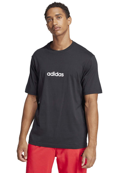 T-SHIRT ESSENTIALS LINEAR ADIDAS UOMO NERO