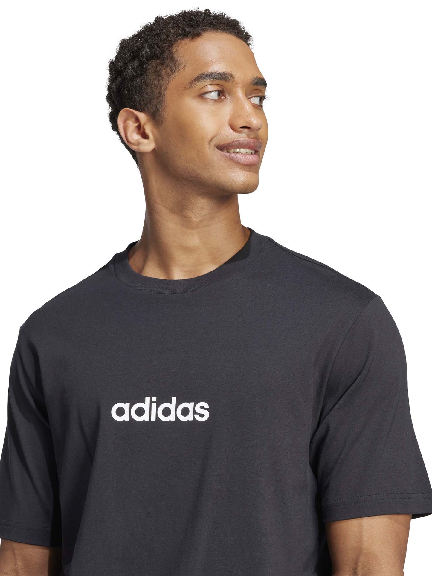 T-SHIRT ESSENTIALS LINEAR ADIDAS UOMO NERO