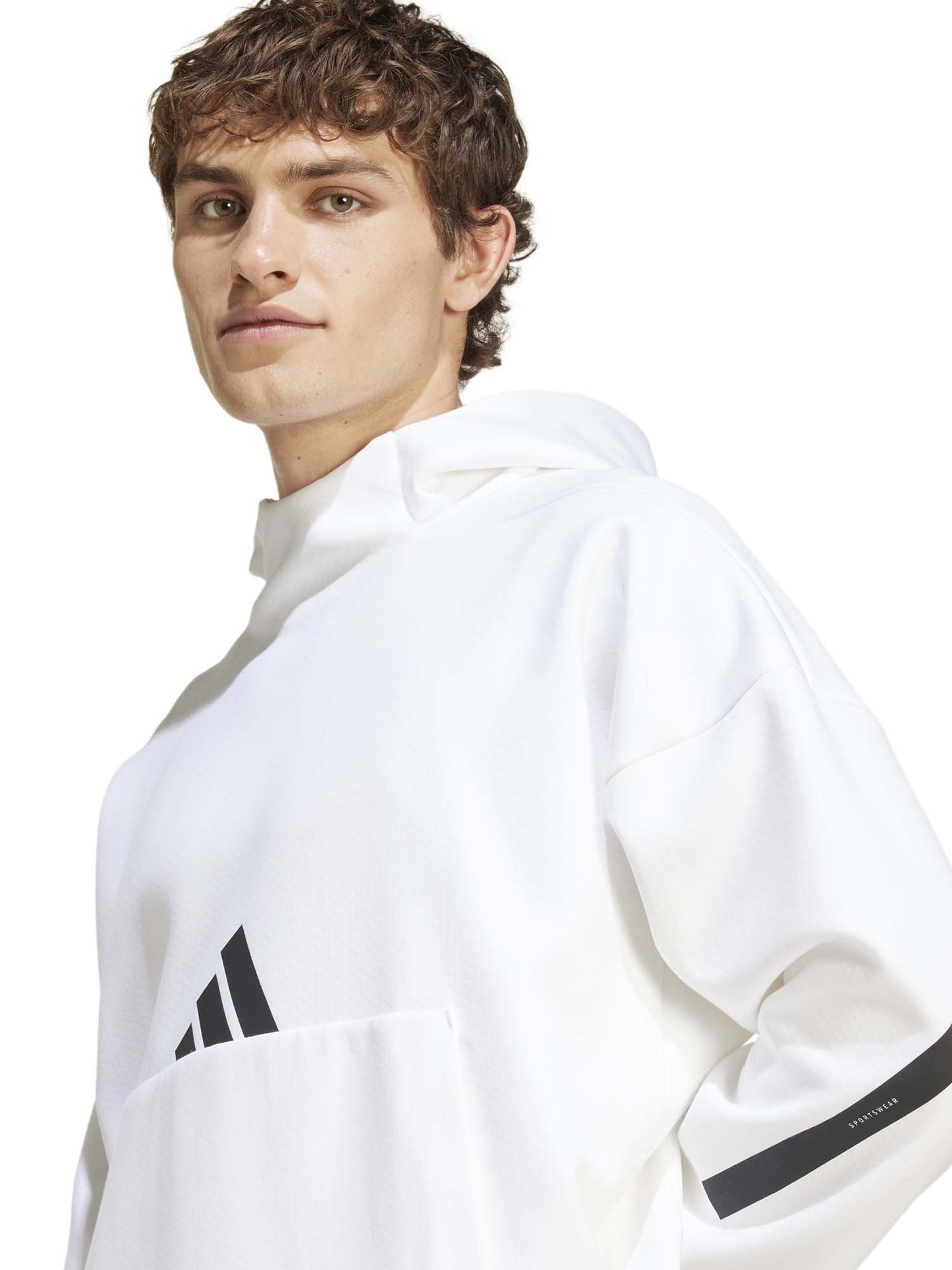 FELPA CON CAPPUCCIO Z.N.E. ADIDAS DA UOMO BIANCO