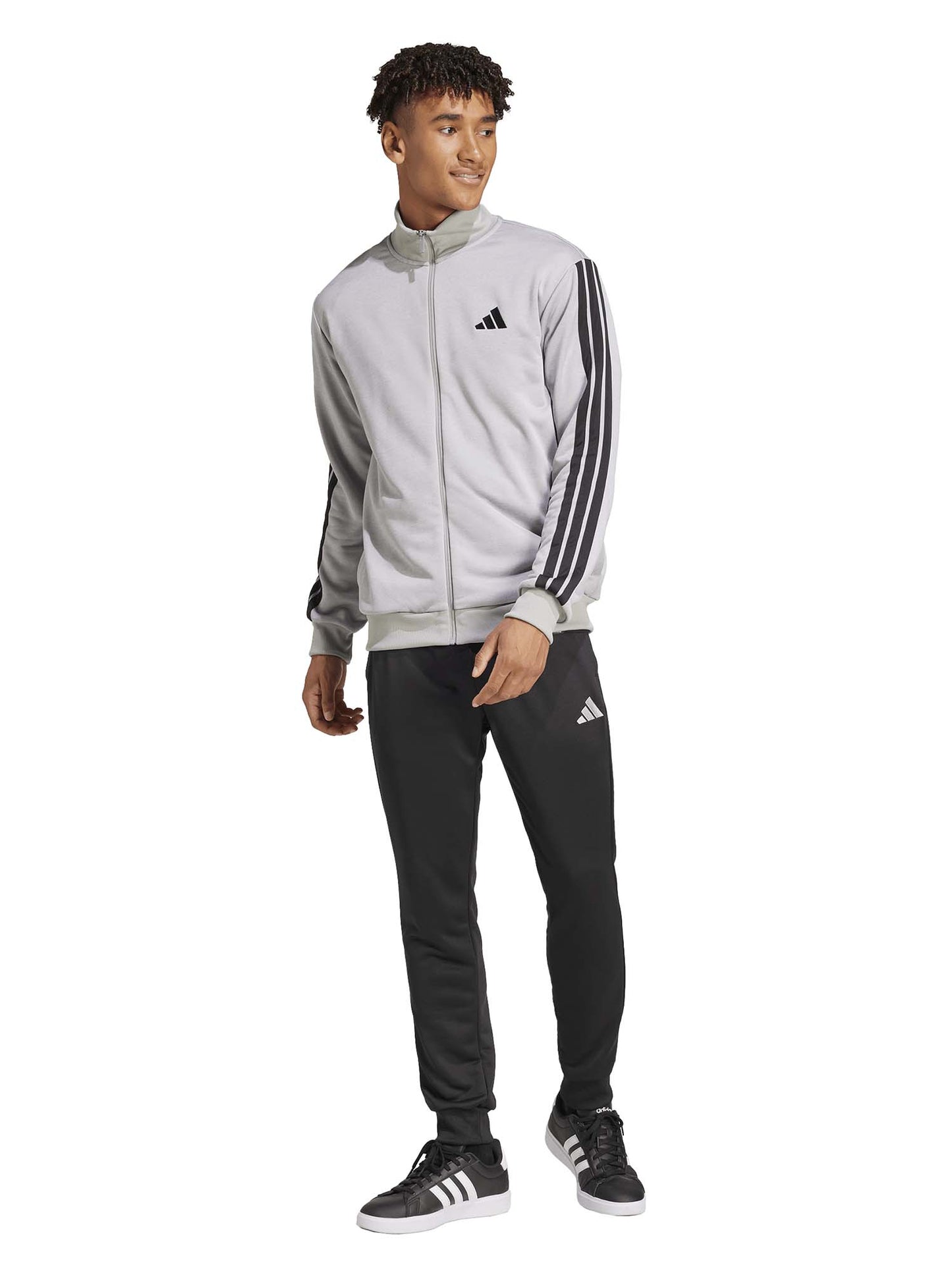 Tuta sportiva Adidas 3-Stripes da uomo in grigio