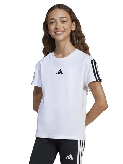 T-shirt Essentials 3 Stripes bianca da bambina Adidas