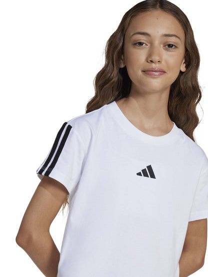 T-shirt Essentials 3 Stripes bianca da bambina Adidas