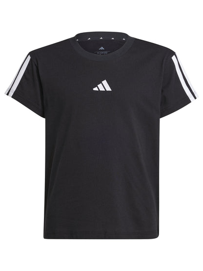 T-shirt Adidas Essentials da bambina nera in cotone