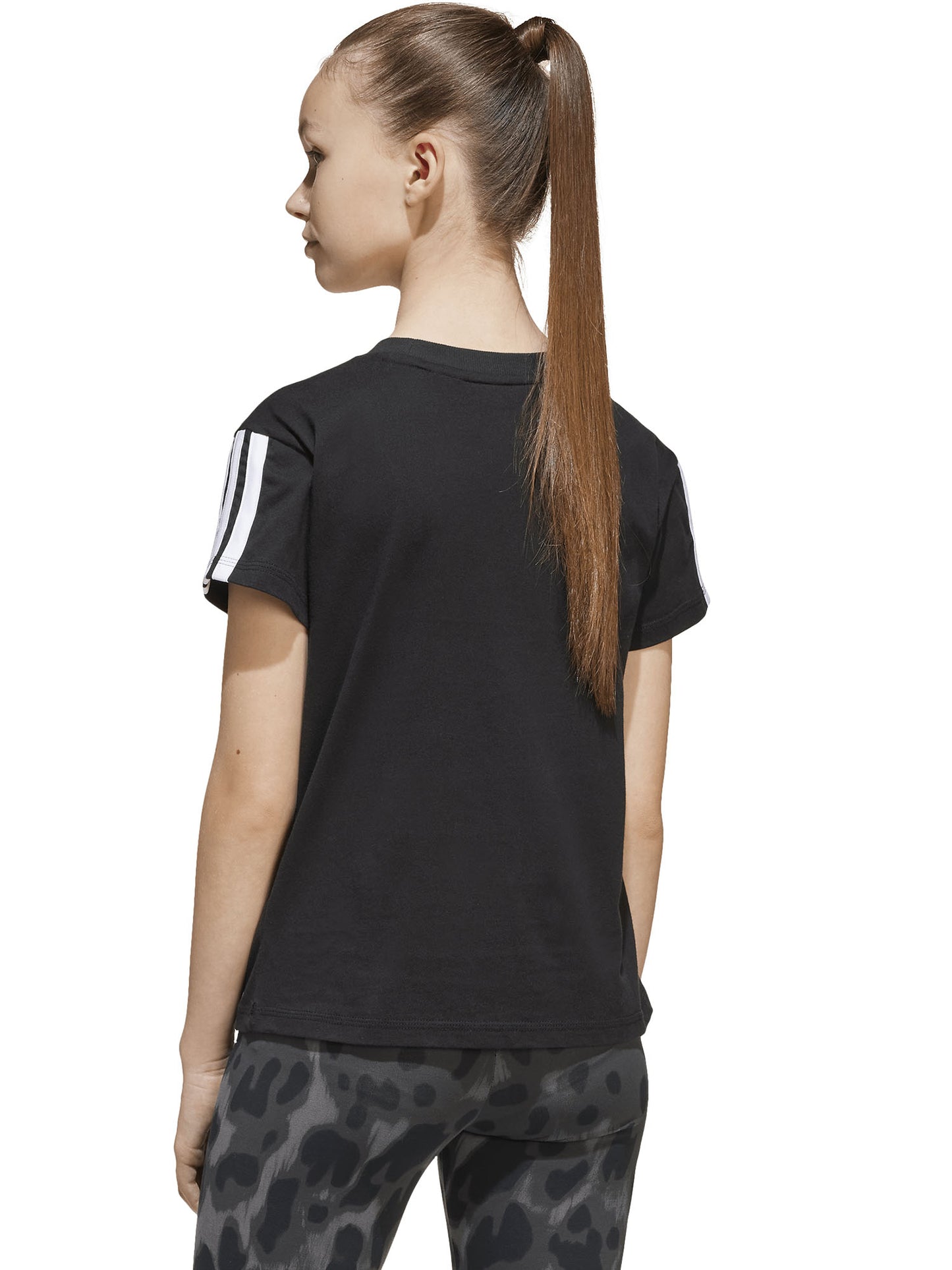 T-shirt Adidas Essentials da bambina nera in cotone