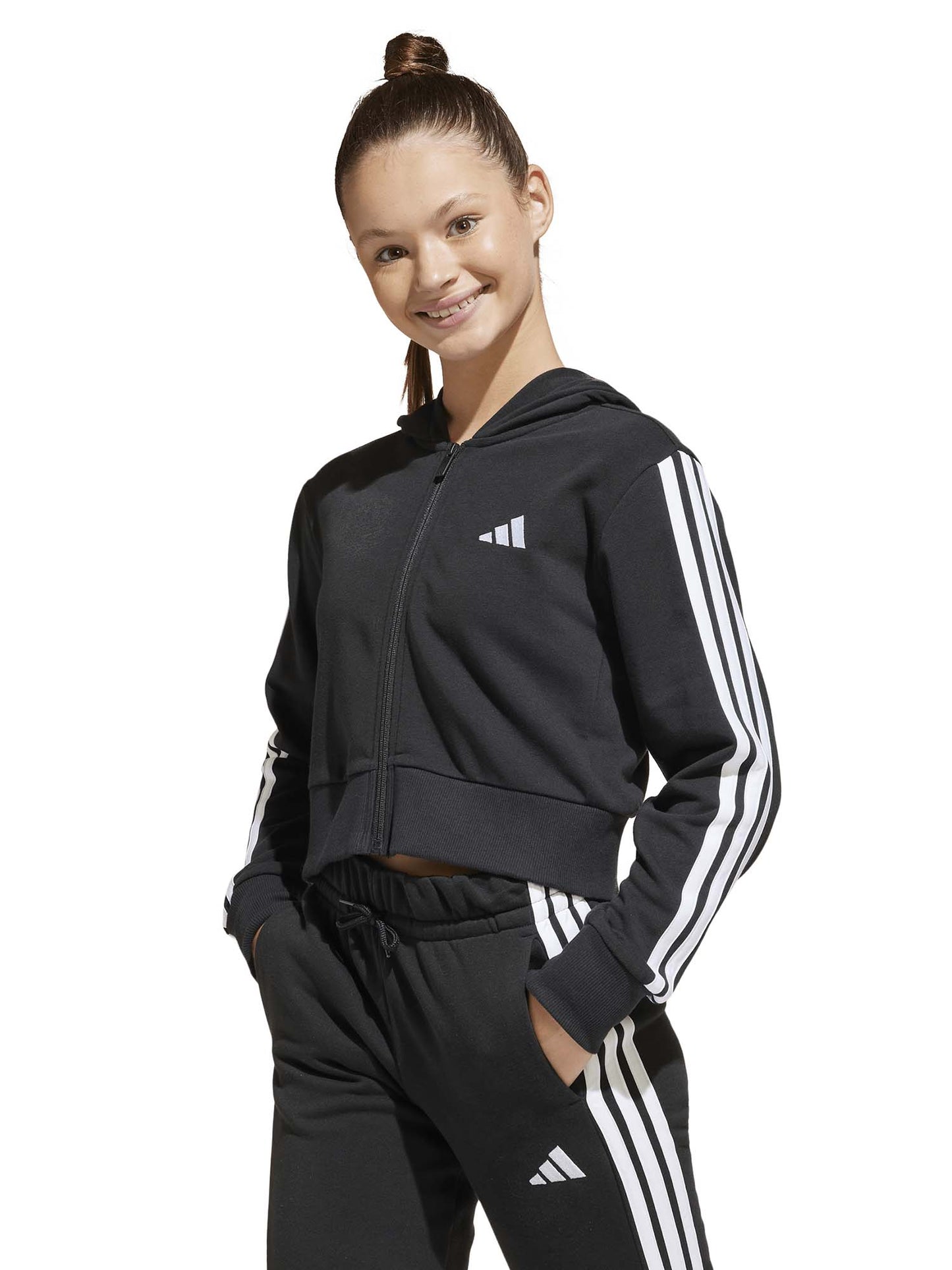 FELPA CON CAPPUCCIO CROPPED ADIDAS TAGAZZA NERO