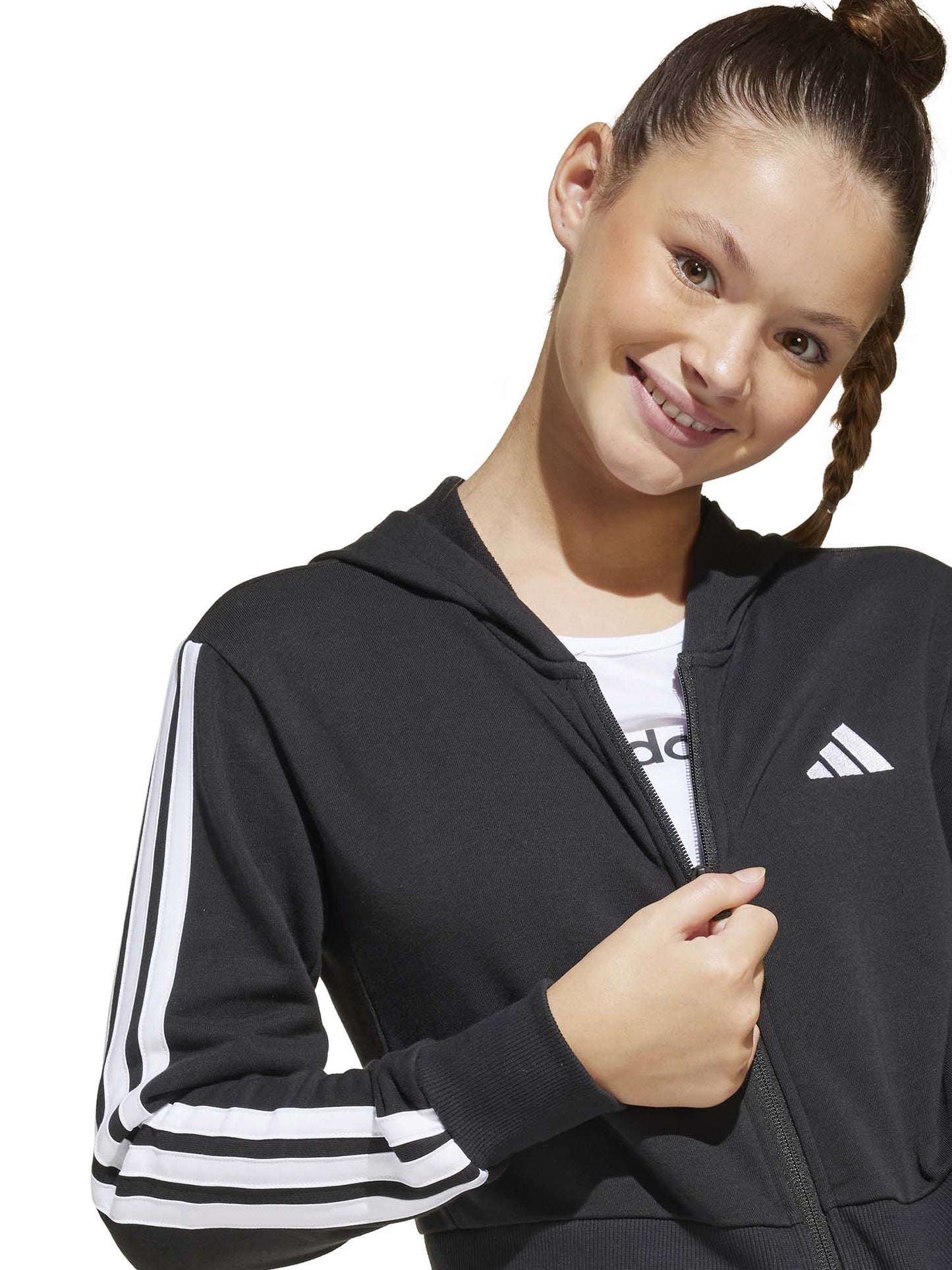 FELPA CON CAPPUCCIO CROPPED ADIDAS TAGAZZA NERO