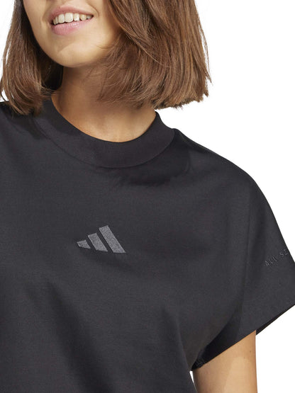 Adidas t-shirt crop da donna nero