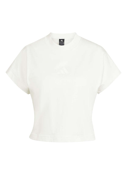 T-shirt crop Adidas da donna bianca in cotone