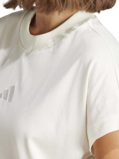 T-shirt crop Adidas da donna bianca in cotone