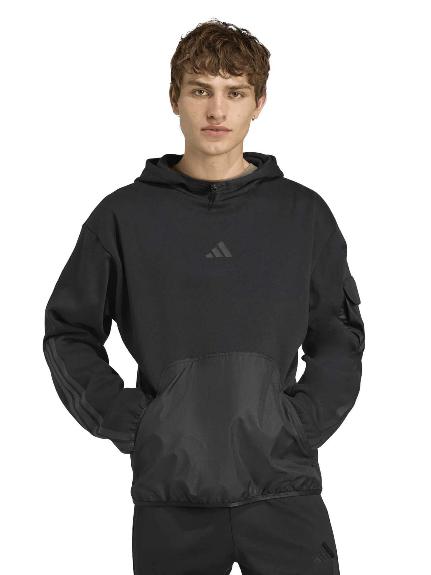 Adidas City Tech Utility Fleece Hoodie, felpa da uomo nera