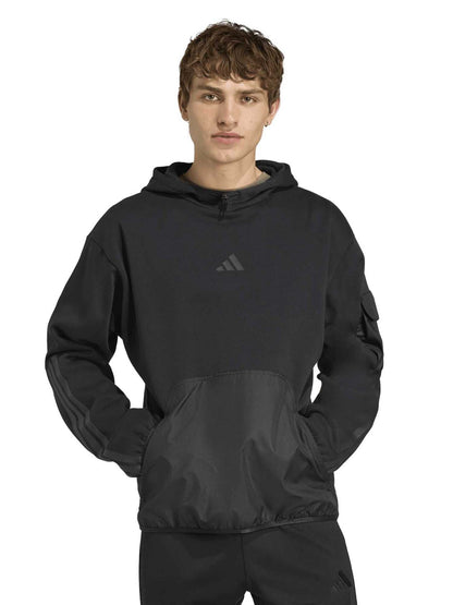 Adidas City Tech Utility Fleece Hoodie, felpa da uomo nera