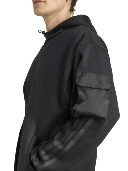 Adidas City Tech Utility Fleece Hoodie, felpa da uomo nera