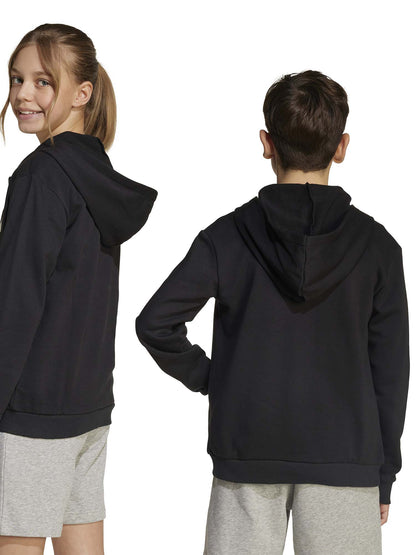 FELPA CON CAPPUCCIO E ZIP GRAFICA COLLEGIALE ADIDAS BAMBINI NERO