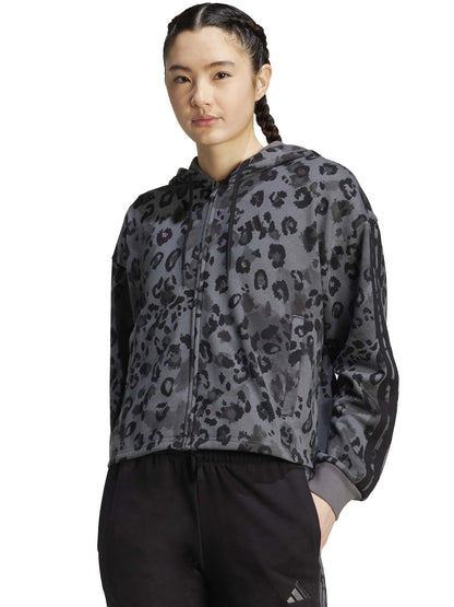 FELPA CON CAPPUCCIO E FULL ZIP ADIDAS DA DONNA MACULATO