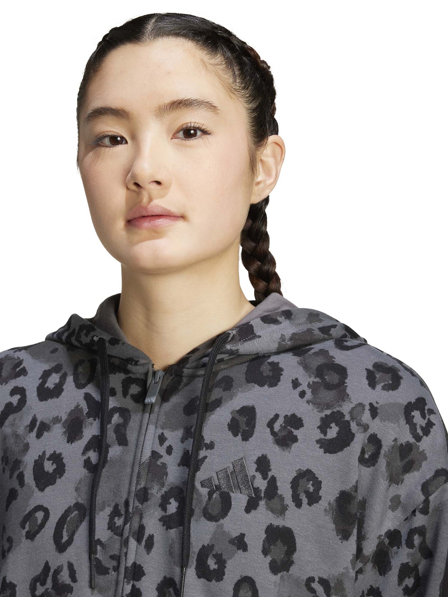 FELPA CON CAPPUCCIO E FULL ZIP ADIDAS DA DONNA MACULATO