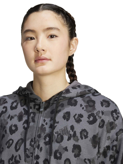 FELPA CON CAPPUCCIO E FULL ZIP ADIDAS DA DONNA MACULATO