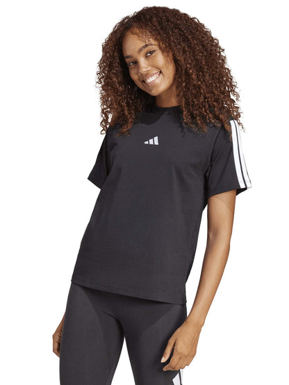T-shirt Essentials 3-Stripes da donna in cotone nero