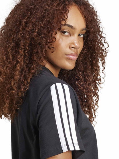 T-shirt Essentials 3-Stripes da donna in cotone nero