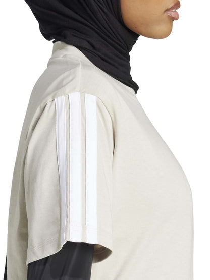 T-shirt girocollo Adidas beige da donna, casual e versatile