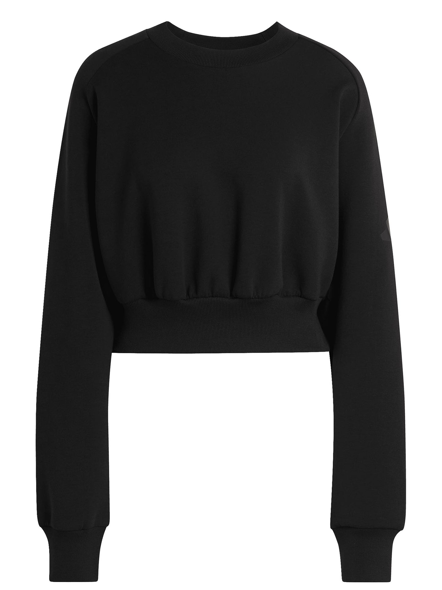 Felpa nera cropped Adidas Soft Lux da donna con scollo girocollo