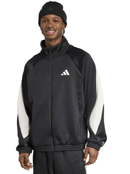 Felpa Adidas Stadium da uomo nera con zip e tasche frontali