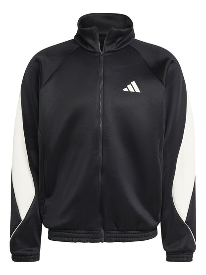 Felpa Adidas Stadium da uomo nera con zip e tasche frontali