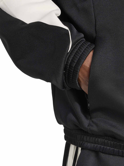 Felpa Adidas Stadium da uomo nera con zip e tasche frontali