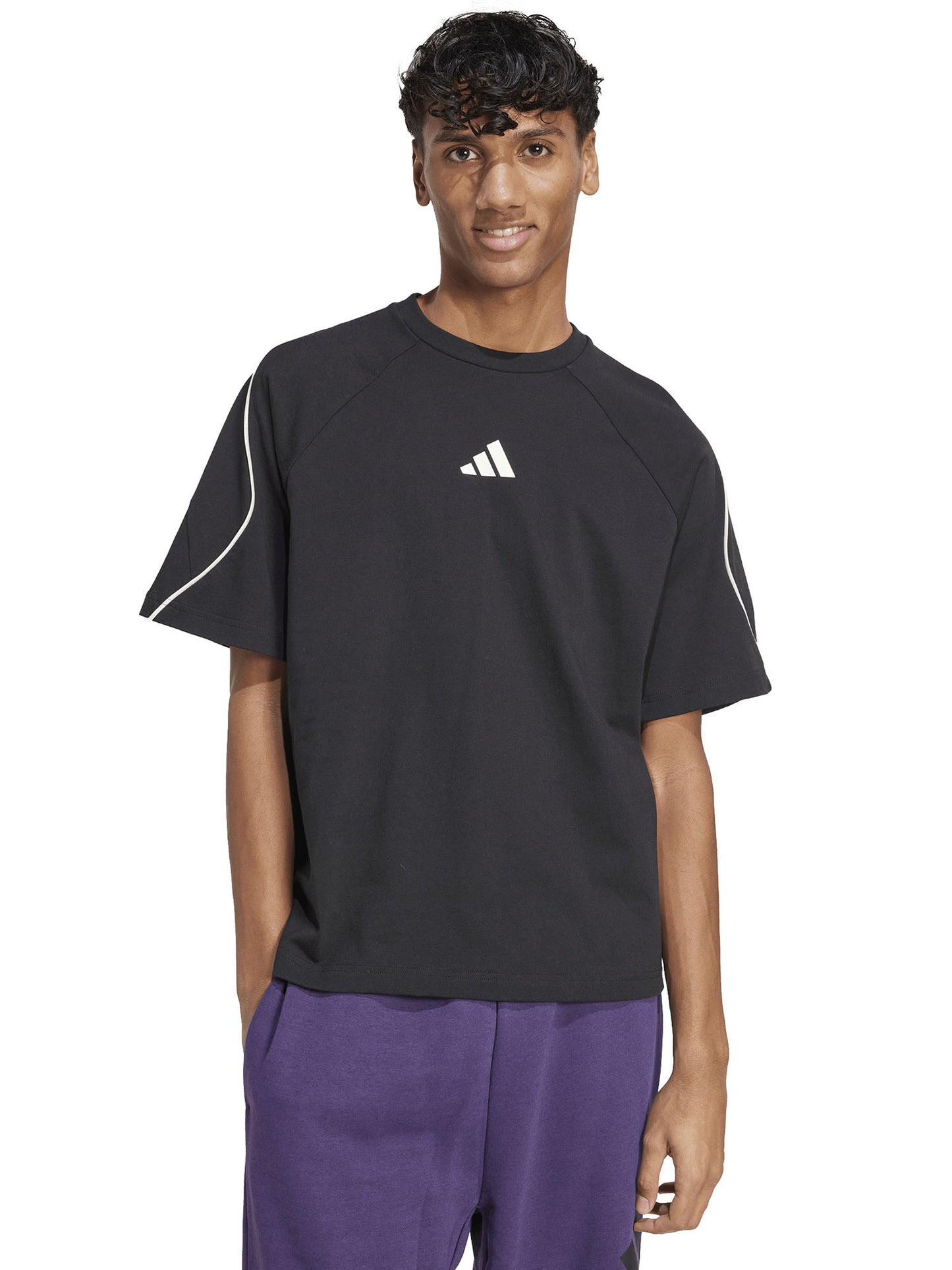 Adidas Stadium, t-shirt nera da uomo in cotone