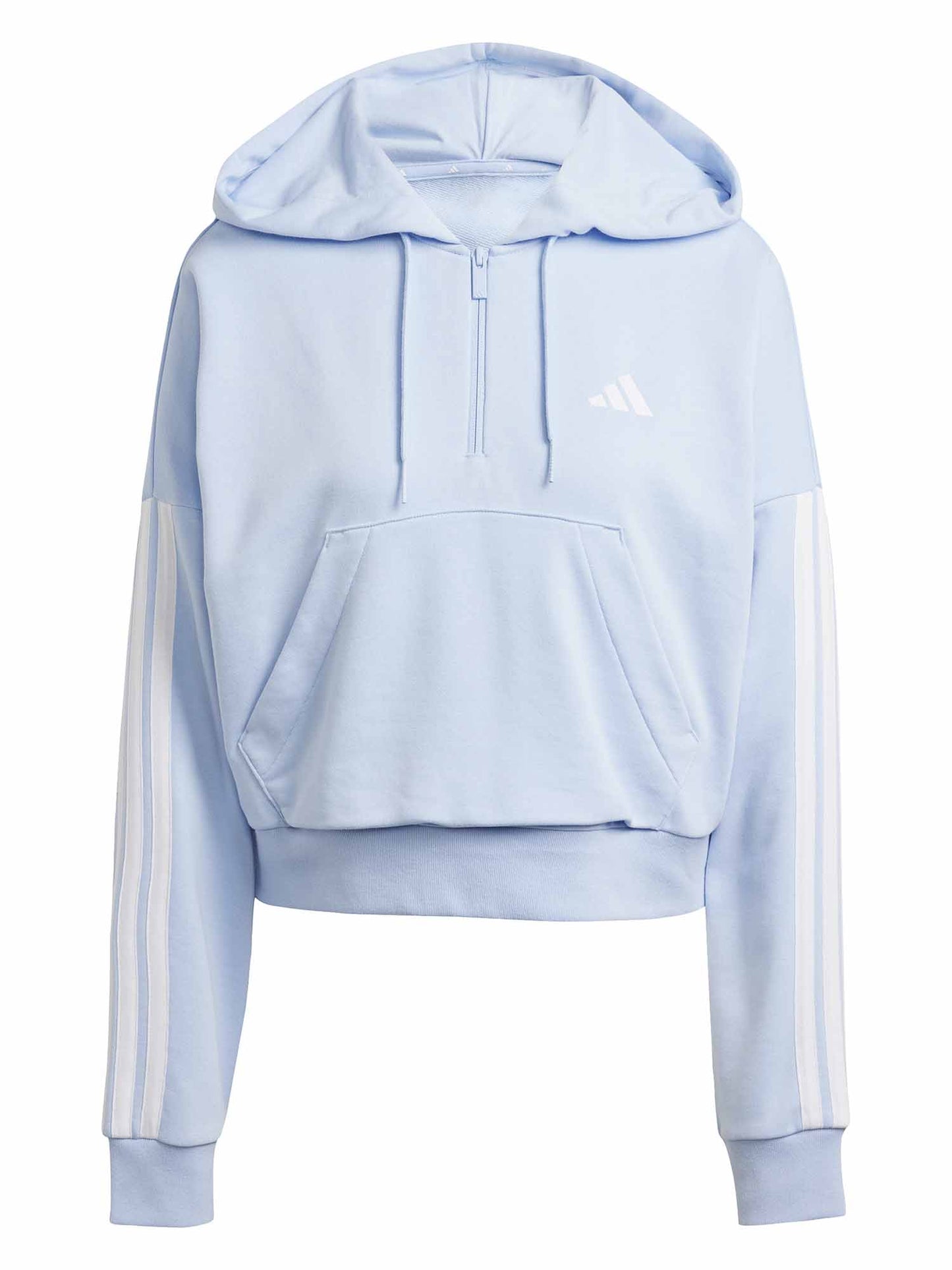 FELPA CON CAPPUCCIO CON MEZZA ZIP ADIDAS DONNA CELESTE