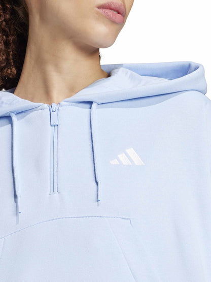 FELPA CON CAPPUCCIO CON MEZZA ZIP ADIDAS DONNA CELESTE